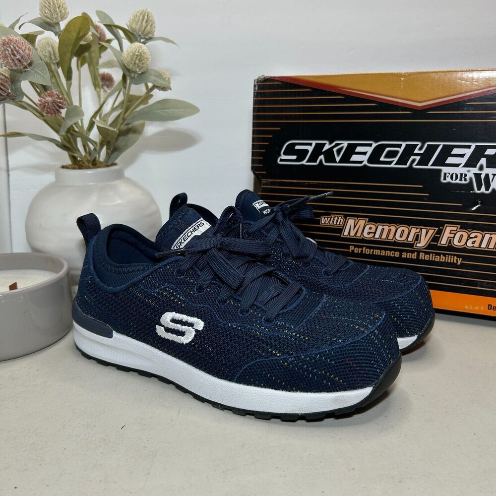 Skechers Bulklin Balran Air-Cooled Memory Foam Shoe Navy/White 108033 Womens 5.5